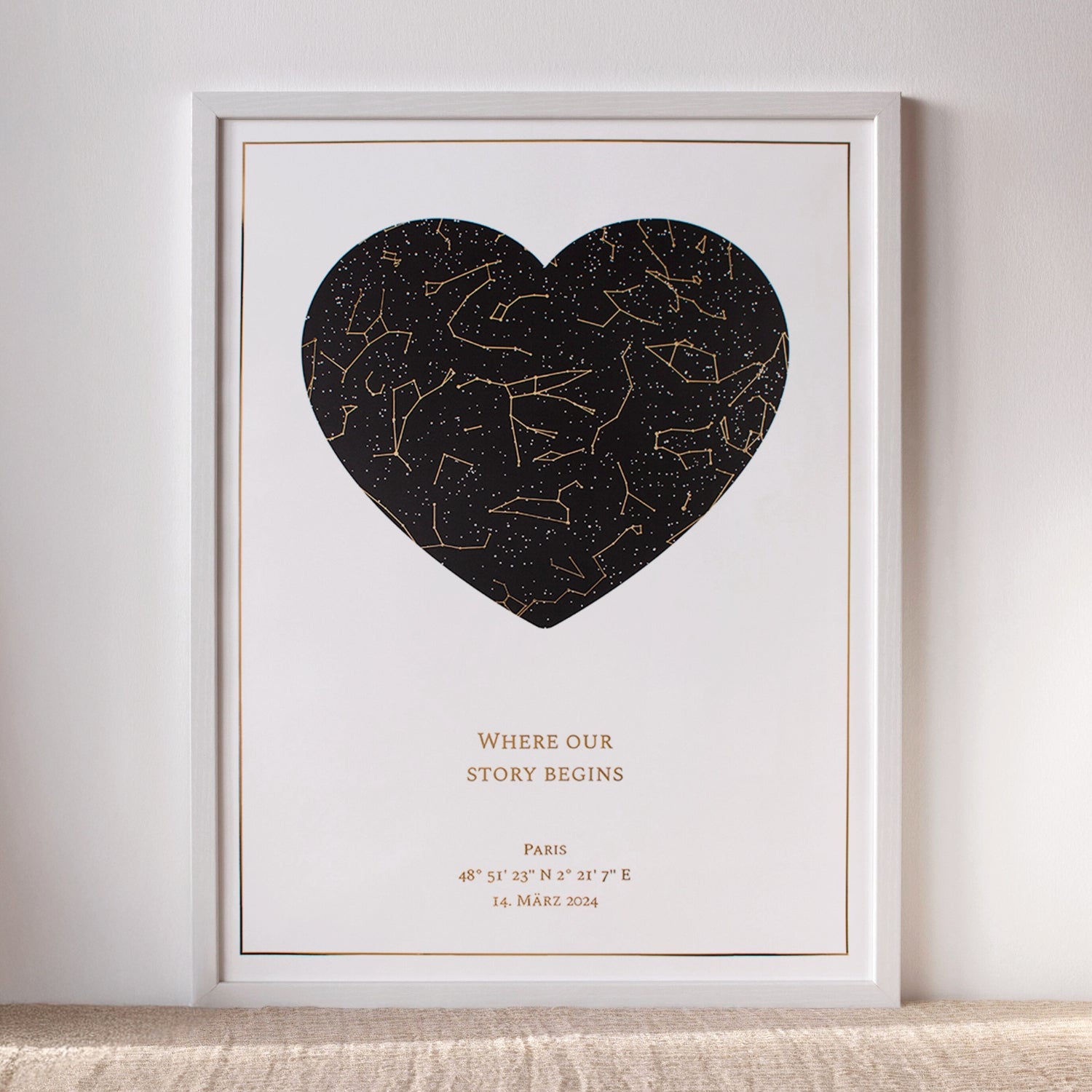 Personalisierte Folien-Sternkarte – Poster mit Metallic-Folie veredelt als besondere Geschenkidee für unvergessliche Momente