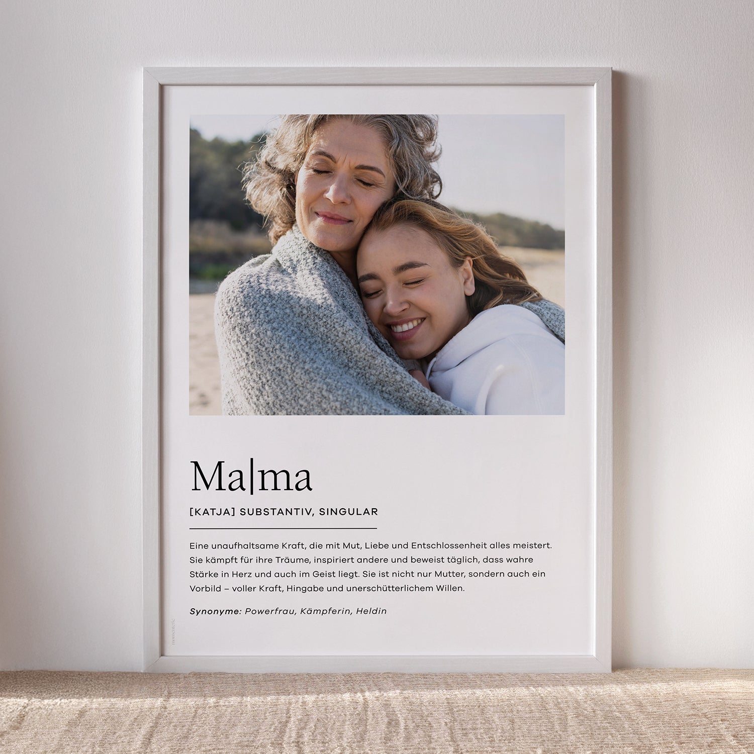 Personalisiertes Foto-Poster zum Muttertag mit Definition „Mama“ und eigenem Bild – individuelles Geschenk für Mütter