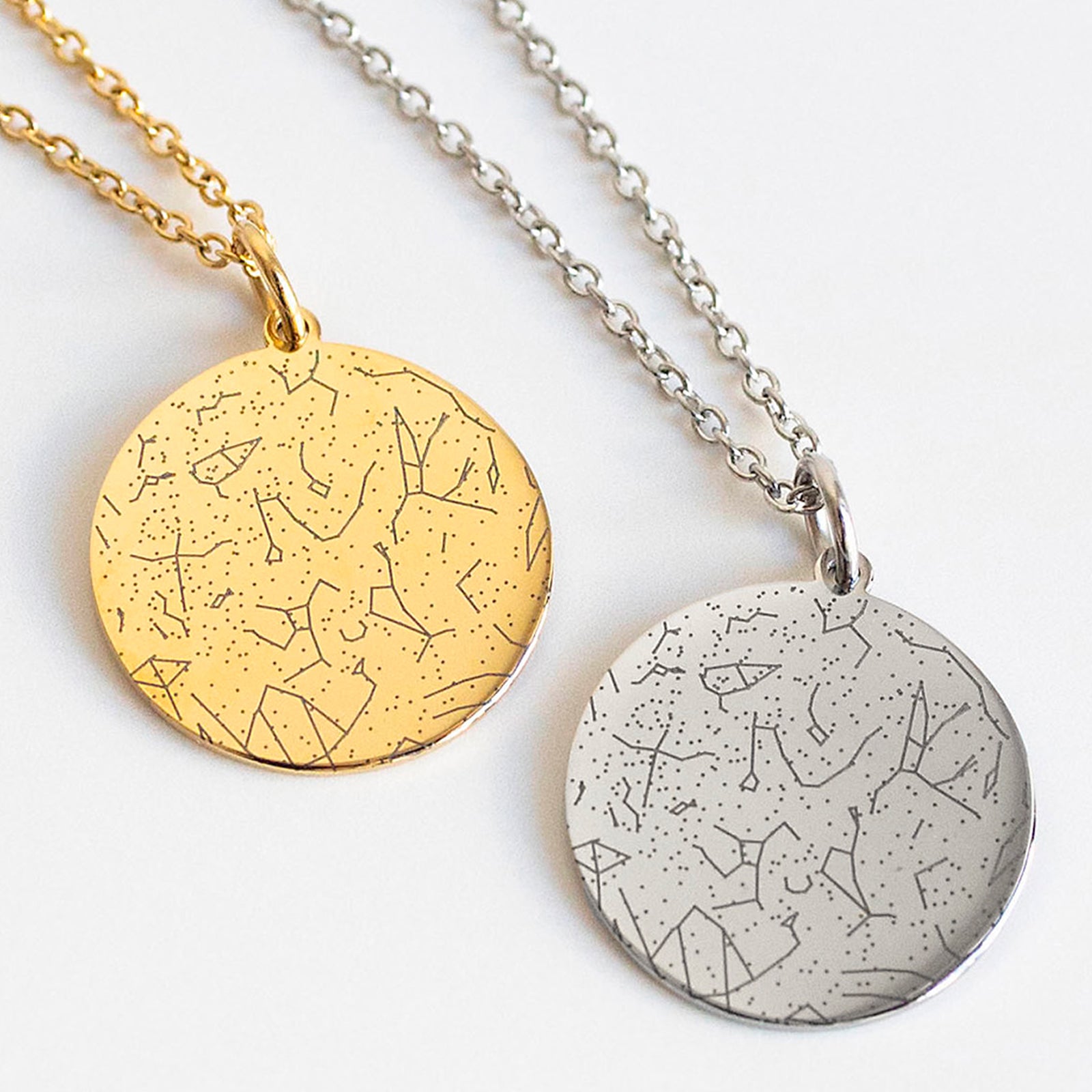 Personalisierte Sternkarten-Halskette aus Edelstahl oder Silber – Schmuck mit graviertem Sternenhimmel, perfektes Geschenk