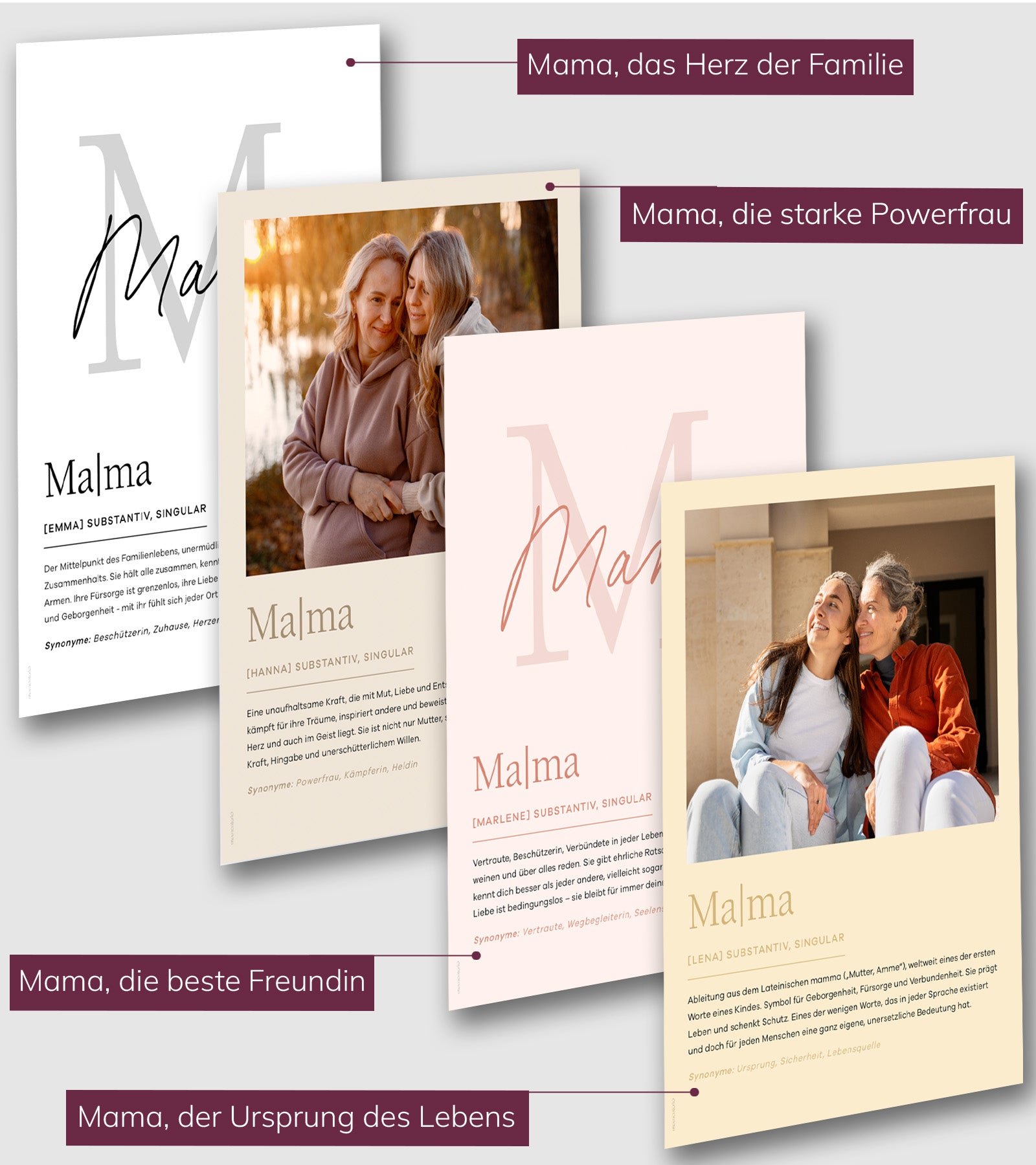 Personalisiertes Mama Poster – individuelles Poster mit Definition „Mama“ als liebevolles Geschenk und stilvolle Wanddekoration zum Muttertag oder Geburtstag