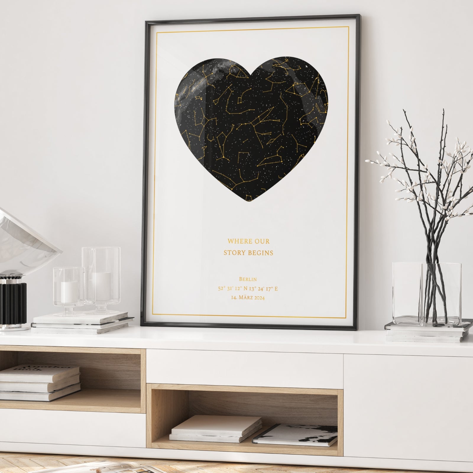 Personalisierte Folien-Sternkarte – Poster mit Metallic-Folie veredelt als besondere Geschenkidee für unvergessliche Momente