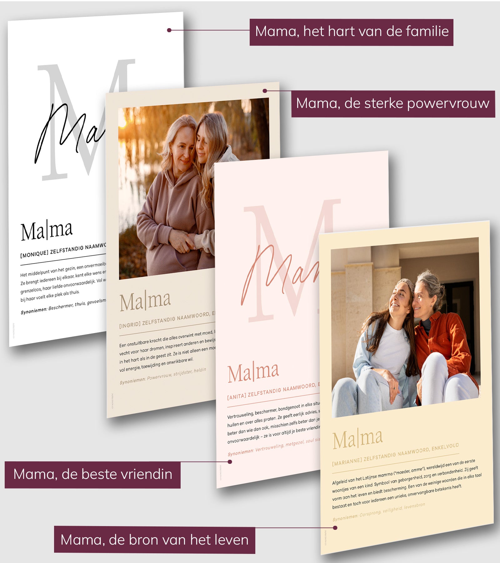 Gepersonaliseerde Mama poster – poster met de definitie van “Mama” als liefdevol cadeau en stijlvolle wanddecoratie voor Moederdag of verjaardag