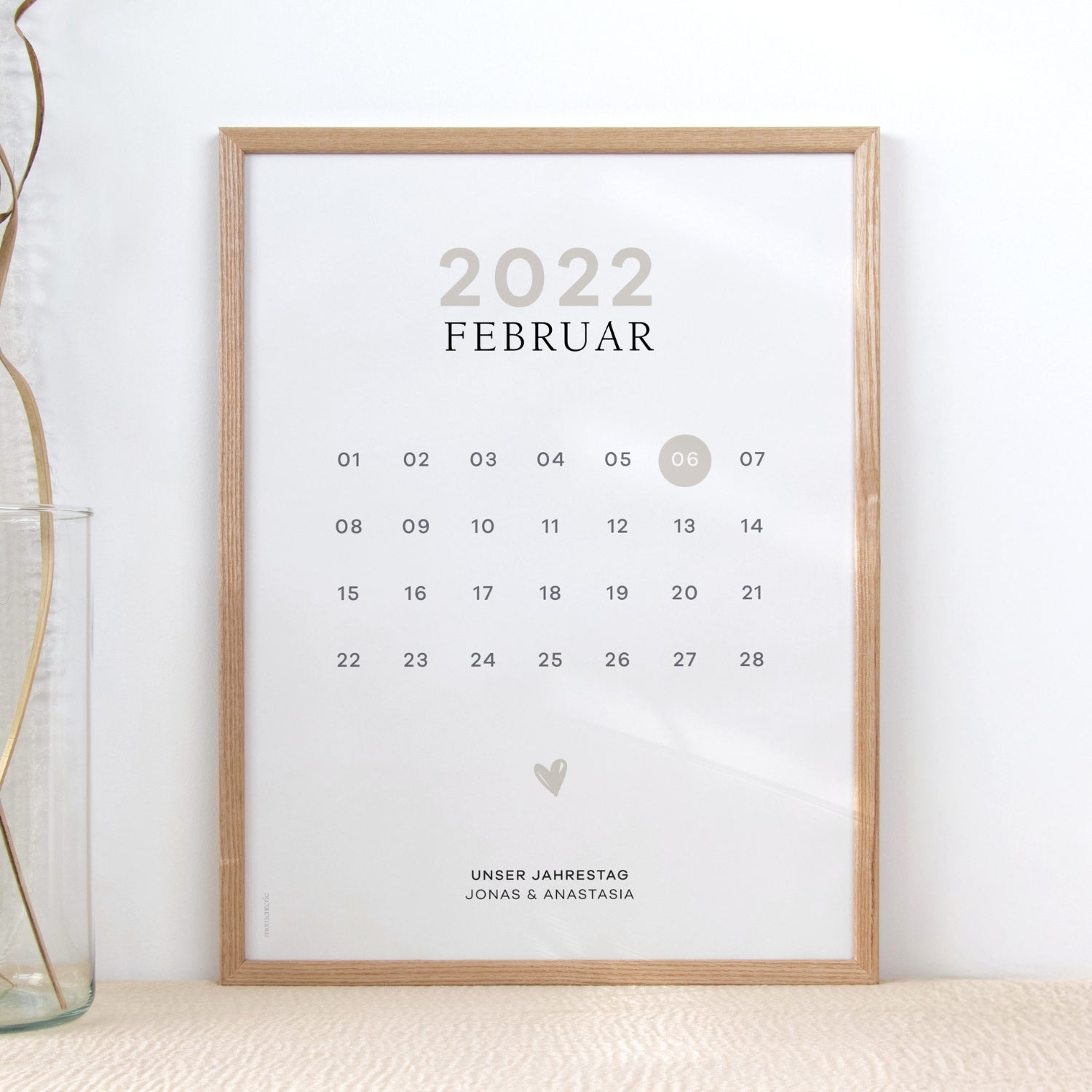 Personalisiertes Date Poster – elegantes minimalistisches Poster mit Datum und Namen als individuelles Geschenk