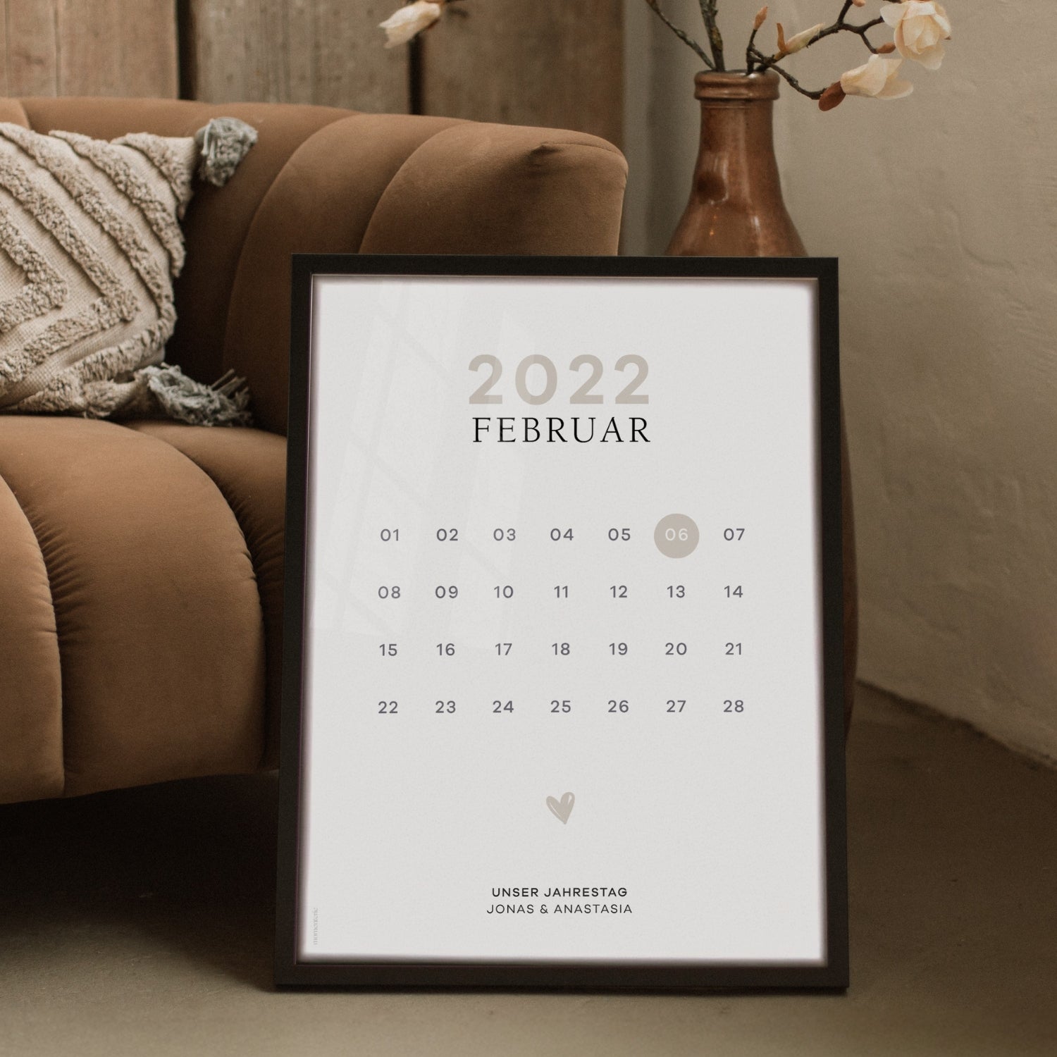Personalisiertes Date Poster – minimalistisches Poster mit wichtigem Datum und Namen als individuelles Geschenk